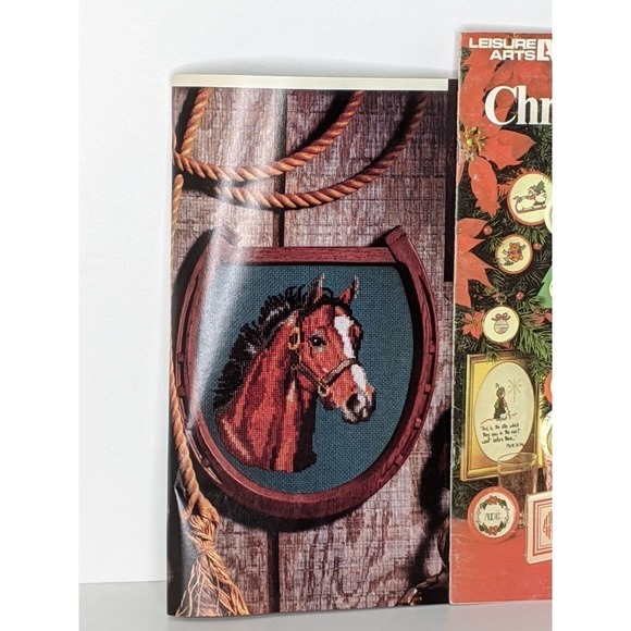 Vintage Cross Stitch Patterns Magazine Lot 3 Christmas Towels Horse - Picture 6 of 6
